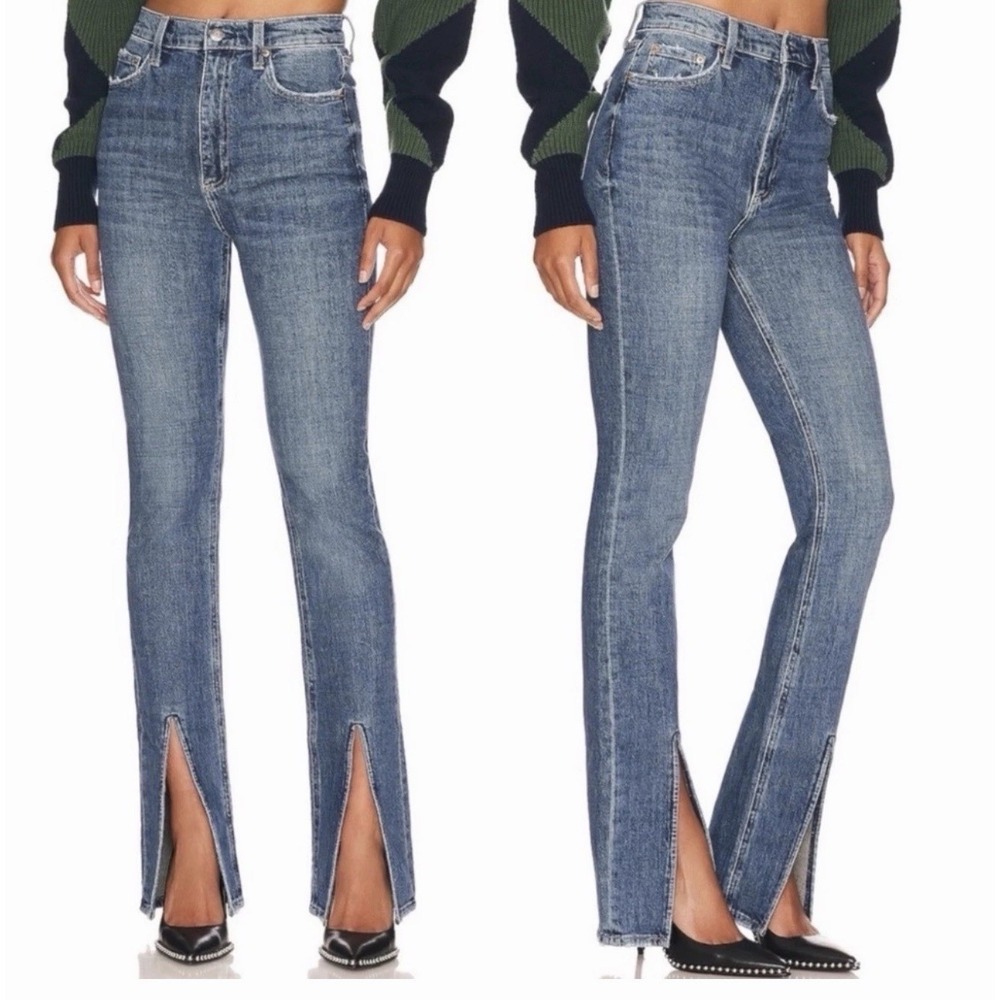 Pistola The Collen Bootcut Jeans Sz 30 Willow Slit Hem High Rise Flare